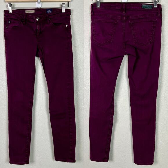 Ag Adriano Goldschmied The Stevie Ankle Slim Straight Leg Maroon Purple Sz 26R - Picture 9 of 9